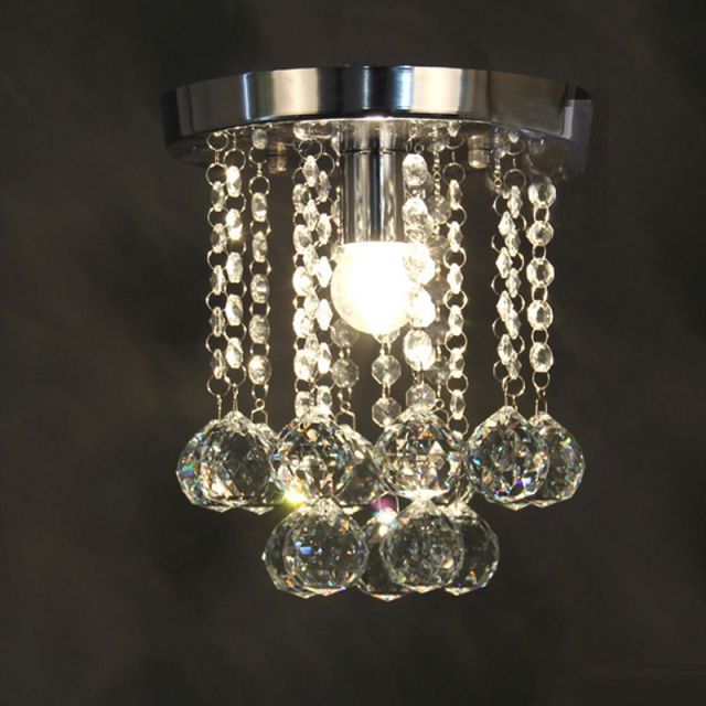 OOVOV Mini Crystal Chandelier Flush Mount Ceiling Light for Bedroom Hallway Bar Kitchen Bathroom Pendant Lamps