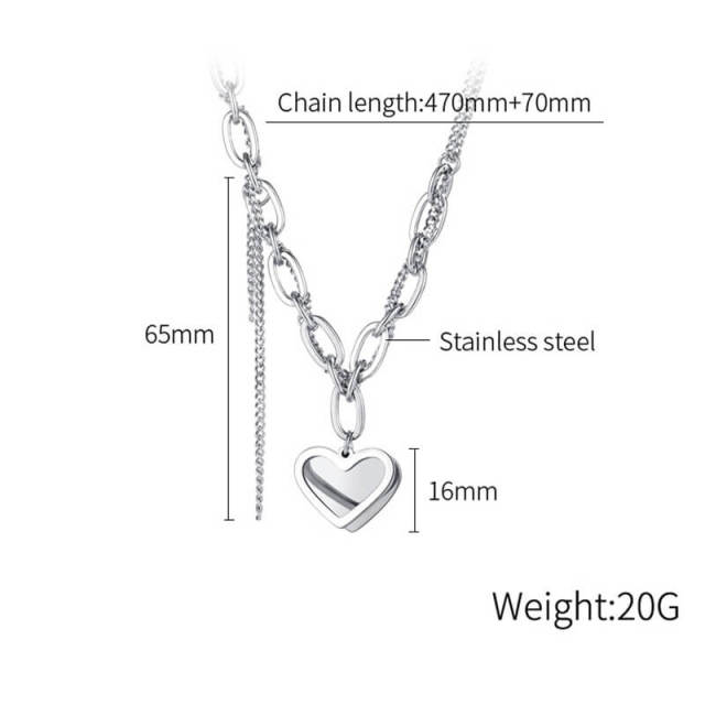 OOVOV Pearl Necklaces for Women Stainless Steel Punk Pearl Necklace Cubic Zirconia Heart Pendant Necklace Jewelry for Women