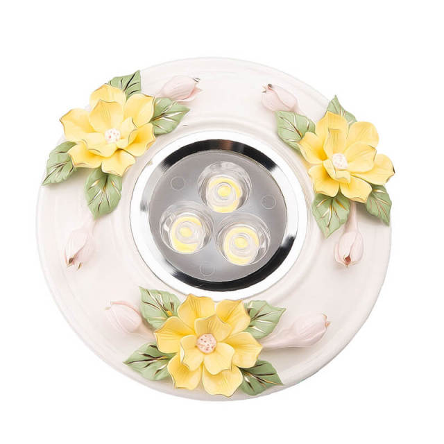 OOVOV Aisle Ceiling Lights 5W LED Ceramics Flowers Balcony Lamp Hallway Light Downlight Flush Mounting Hole Diameter 7cm-9cm