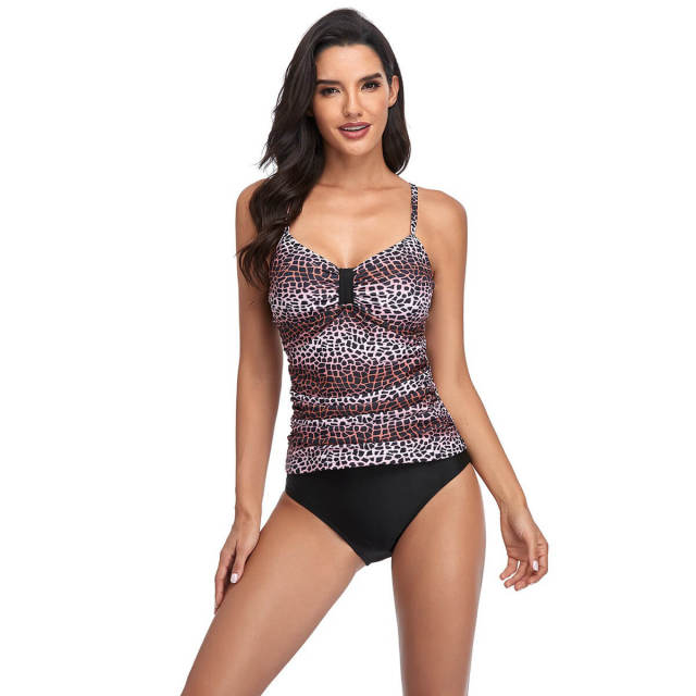 OOVOV Women Tankini Swimsuit Printed Halter Tummy Control Two Piece Bathing suit