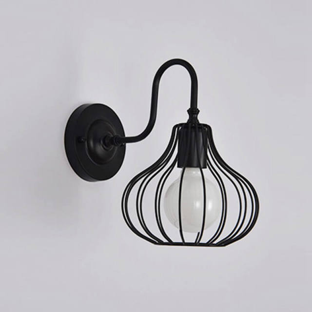 OOVOV Retro Cage Wall Sconces Light E27 Base Black Industrial Vintage Wall Lamp Fixture Wall Lamp Wall Mount for Indoor Bedroom Living Room Bathroom