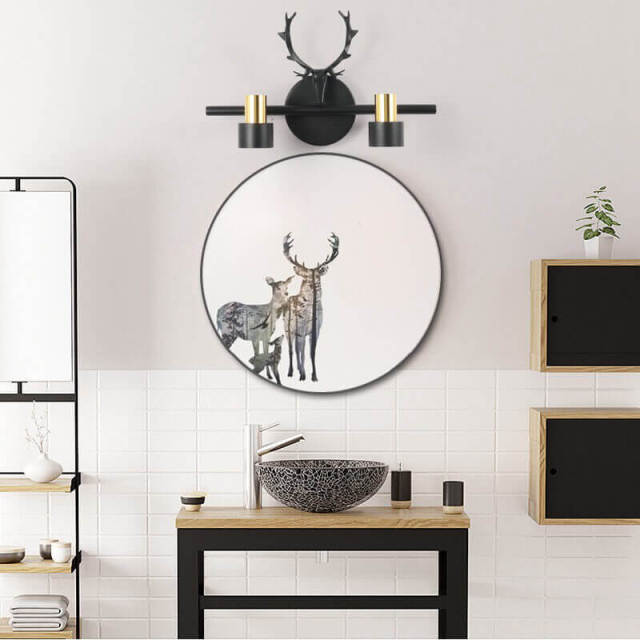 Bathroom Vanity Light Fixtures Antler Wall Sconce with 360° Adjustable Metal Shade