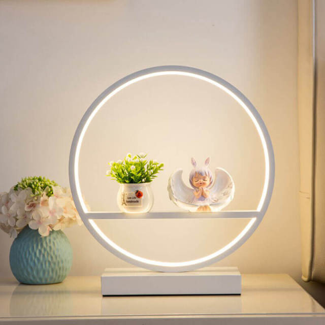 OOVOV LED Desk Lamp Eye-Caring Metal Round Table Lamp 3 Brightness Levels One-Button Operation Button Control Desk Light for for Kids Bedroom Gir