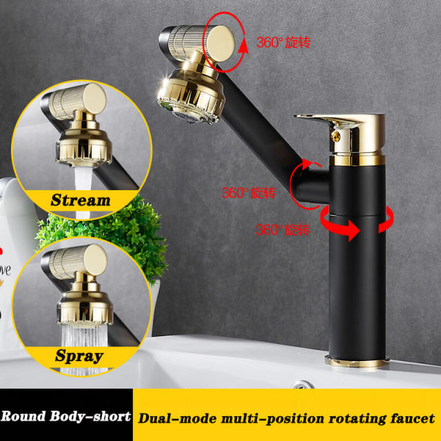 OOVOV Copper Lavatory Basin Faucet Hot Cold Wash Basin Sink Faucet for Bathroom Toilet Spray and Stream 360° Rotation