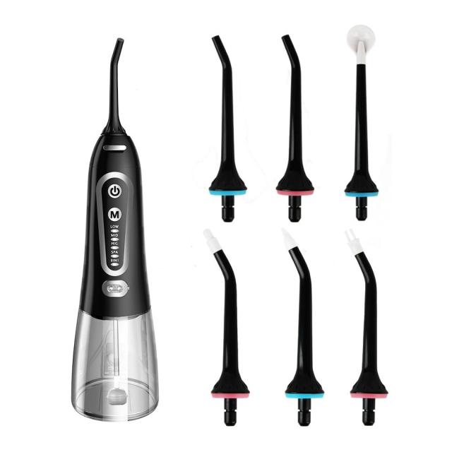 5 Modes Oral Dental Irrigator Cordless Water Flosser teeth whitening Waterproof 6 Nozzles Water Jet Floss Teeth Cleaner 300ml