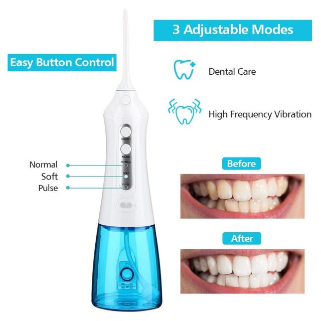 300ML Oral dental Irrigator Dental Water Flosser teeth whitening Rechargeable 5Nozzles Dental floss Water Tank Jet Teeth Cleaner