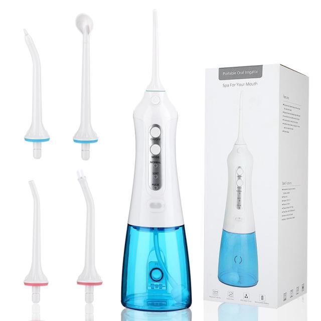 300ML Oral dental Irrigator Dental Water Flosser teeth whitening Rechargeable 5Nozzles Dental floss Water Tank Jet Teeth Cleaner