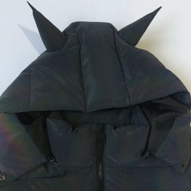 OOVOV Women Reflective Rainbow Jacket Winter Safety Warm Colorful Coat Detachable Unicorn Hood Zipper Pocket Rock Style Streetwear