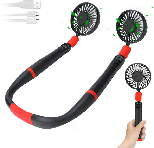 Hands Free Portable Neck Fan Removable 2PCS Fans Rechargeable