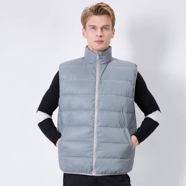 OOVOV Reflective Mens Winter Vests Casual Slim Fit Winter Jacket Women Sleeveless Jacket Zipper Men Vest Jacket