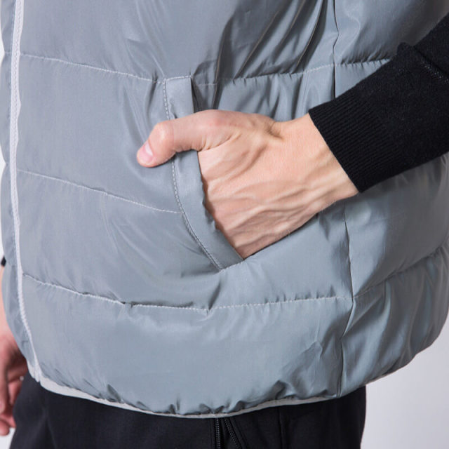 OOVOV Reflective Mens Winter Vests Casual Slim Fit Winter Jacket Women Sleeveless Jacket Zipper Men Vest Jacket