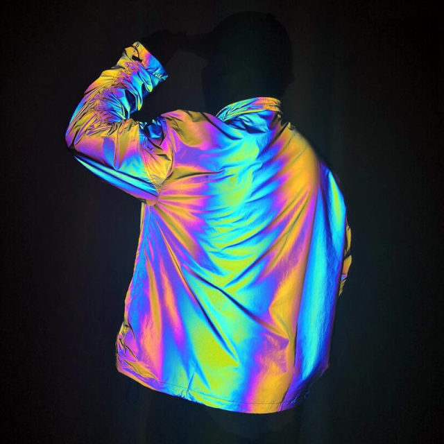 Rainbow Reflective Jackets for Men Streetwear Oversized Windbreaker Coats