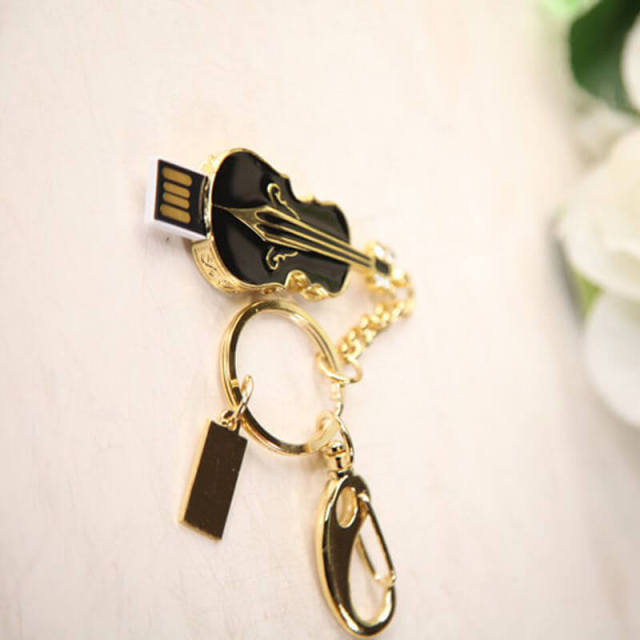 USB Flash Drive Crystal Violin Shape usb Flash Memory Keychain