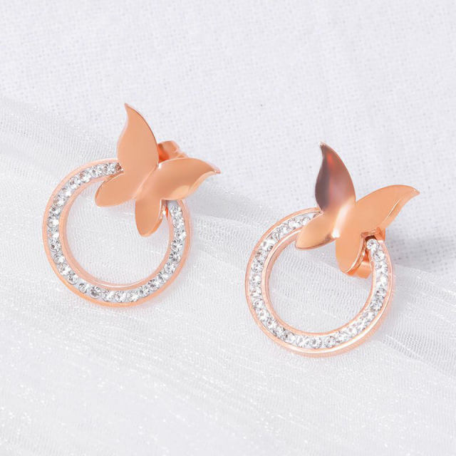 Stainless Steel Butterfly Ear Clip Womens New Style All-match Temperament Fashion Ear Stud