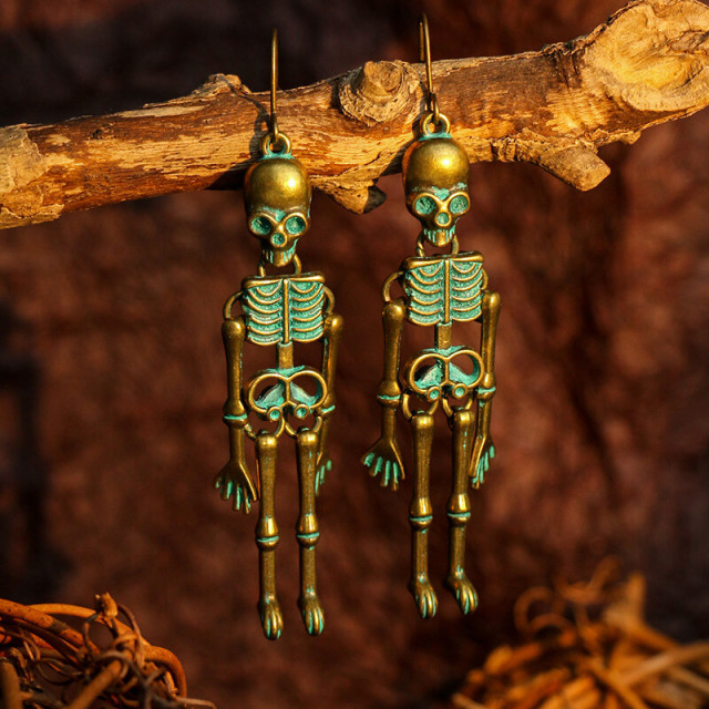 OOVOV Halloween Skeleton Earrings for Women Gothic Skull Skeleton Drop Earrings Dress Up Costume Earring for Girls