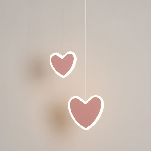 Heart Shaped Pendant Lamp Cute LED Acrylic Pendant Lighting 2 Head