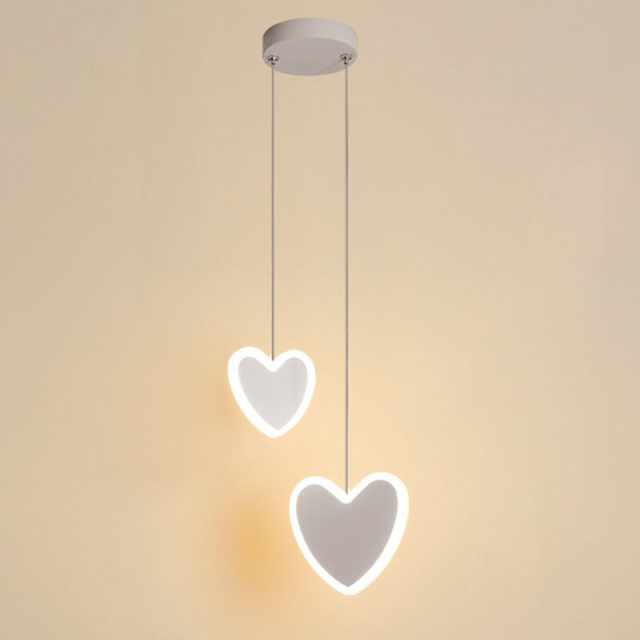 Heart Shaped Pendant Lamp Cute LED Acrylic Pendant Lighting 2 Head
