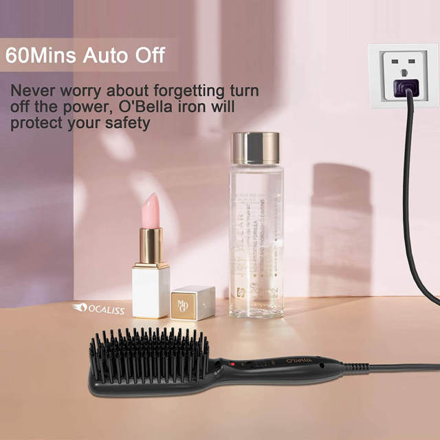 Hair Straightener Comb Electric Hair Straightening Brushes for Women Home Travel Black