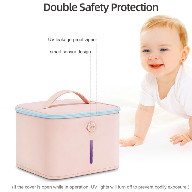 UV Light Sanitizer Bag with 9 UV-C Bulbs Portable UVC Diaper Bag Tote 2000mAh Power Bank Included 3mins Sanitizing Cleaner for Baby Supply Cell Phone Mask