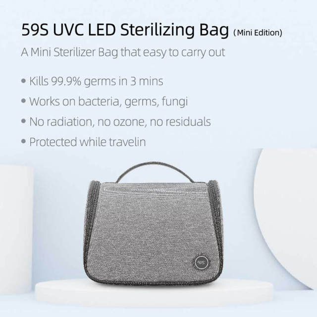 UV Light Sanitizer Bag with 9 UVC Light Bulbs Portable and Rechargeable Kills 99.9% Germs in 3 Minutes