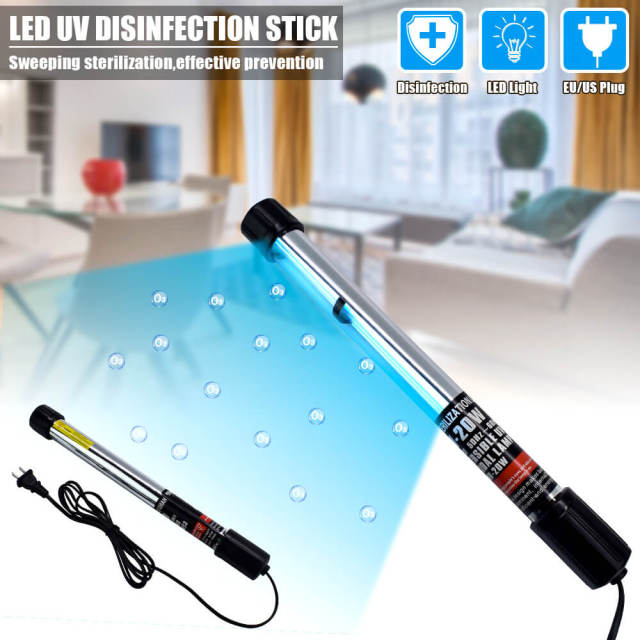 20W UV Light Sanitizer Wand UV Portable Disinfection Lamp Germ-Killing Hand-held Sterilizer Stick With Power Cord Length 2M