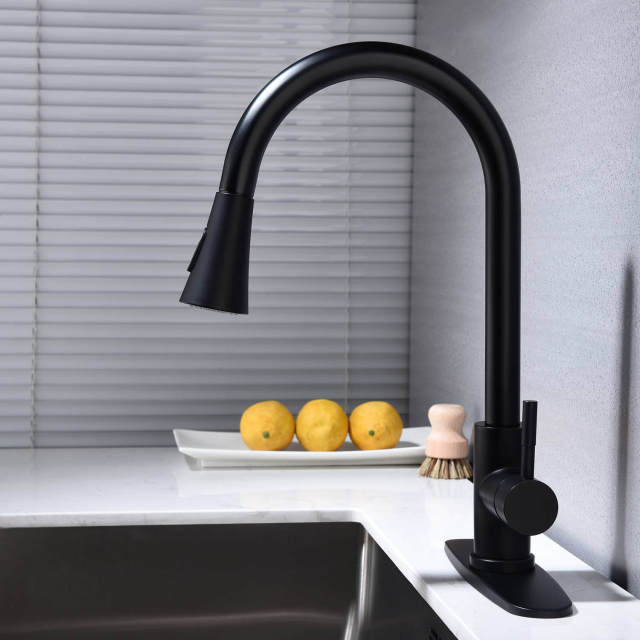 OOVOV Kitchen Faucet with Pull Down Sprayer High Arc Single Handle Stainless Steel Kitchen Sink Faucets with Pull Out Sprayer and Brass Valve