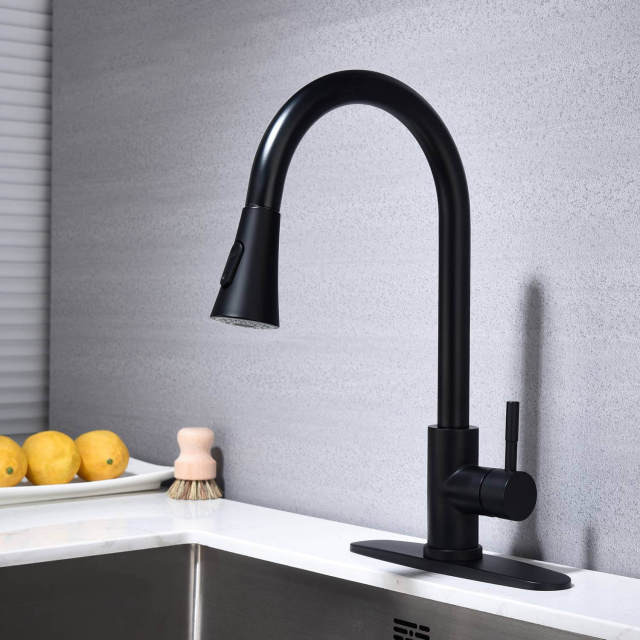 OOVOV Kitchen Faucet with Pull Down Sprayer High Arc Single Handle Stainless Steel Kitchen Sink Faucets with Pull Out Sprayer and Brass Valve