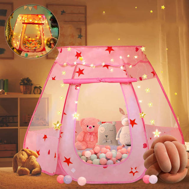 OOVOV Princess Pop Up Tent for Toddlers and Girls Foldable and Portable with a Carrying Bag As Playhouse & Ball Pit for Indoor Outdoor