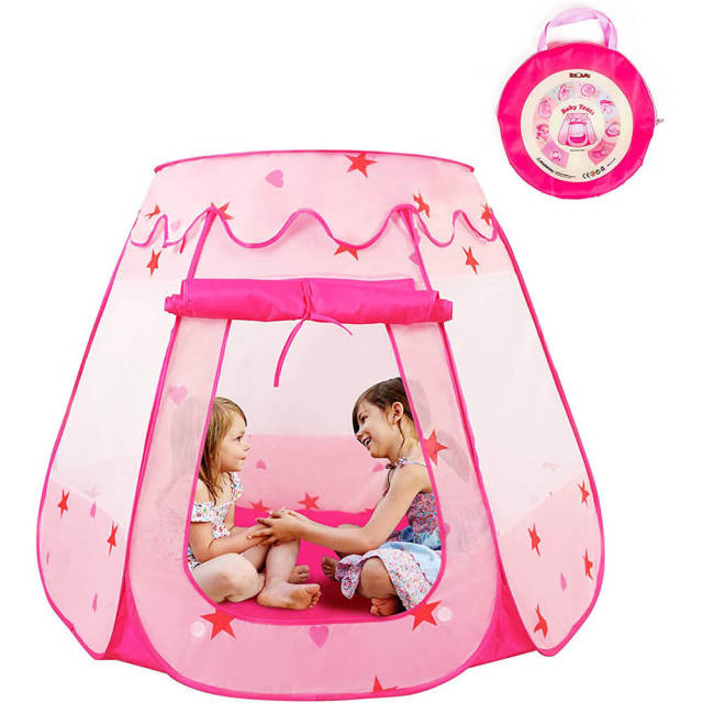 OOVOV Princess Pop Up Tent for Toddlers and Girls Foldable and Portable with a Carrying Bag As Playhouse & Ball Pit for Indoor Outdoor