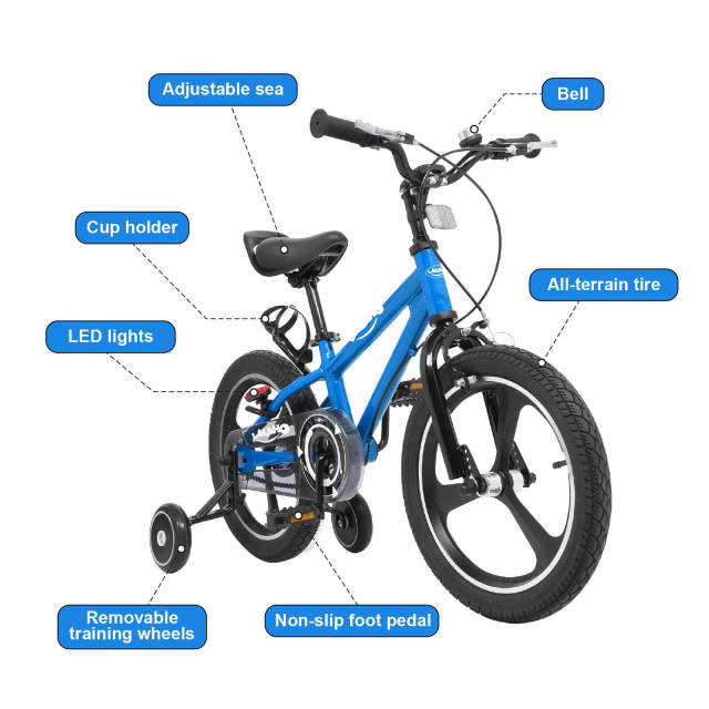 OOVOV Kids Bike Boys Girls Freestyle Bicycle 18 Inch with Training Wheels Childs Bike