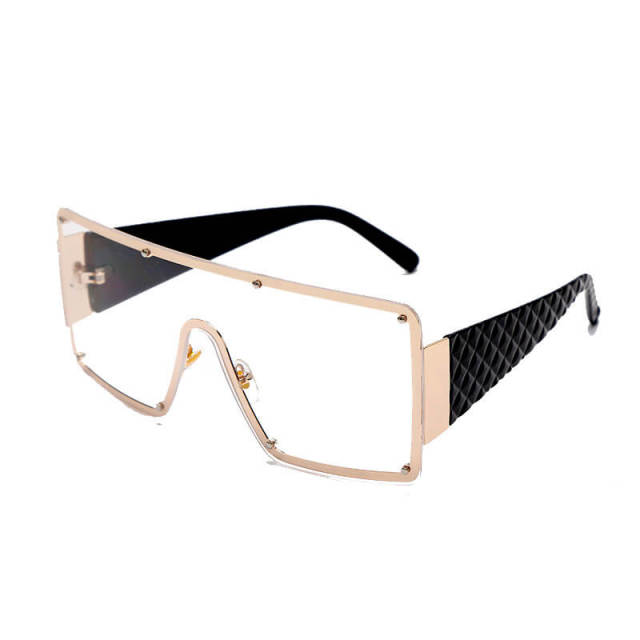 Square Sunglasses Oversized Metal Frame Glasses Women Men Shades Gradient Colors Eyeglasses
