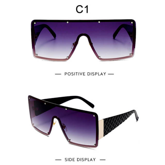 Square Sunglasses Oversized Metal Frame Glasses Women Men Shades Gradient Colors Eyeglasses