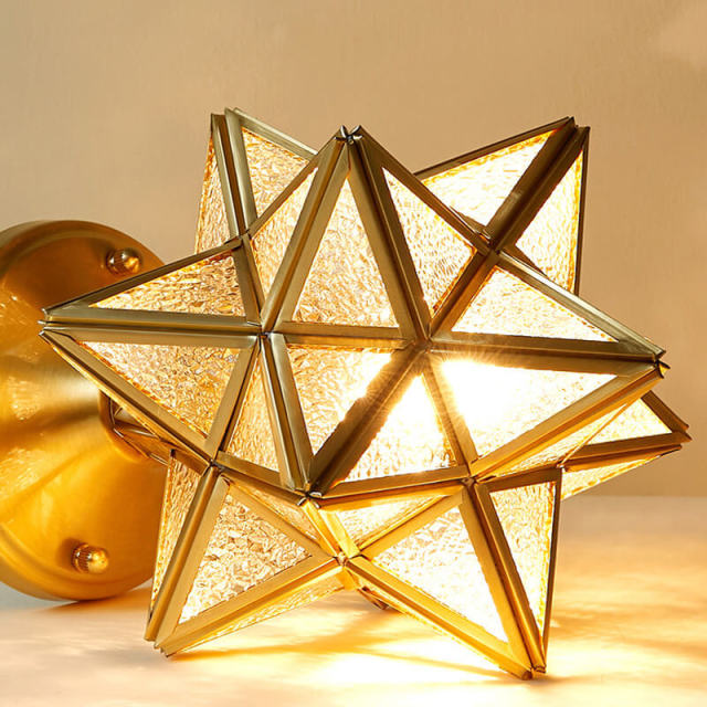 OOVOV Brass Star Ceiling Lamp Gold Flush Mount Star Porch Ceiling Light