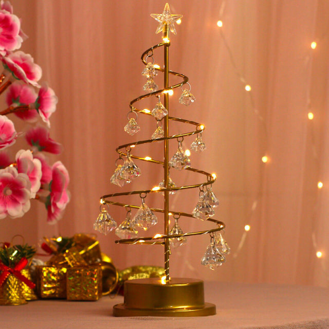 LED Night Light Crystal Christmas Tree Shape Table Lamp Decoration Fairy Lights