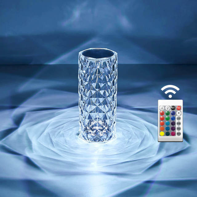 Crystal Table Lamp Rose Diamond Lamp USB Rechargeable with Touch Control