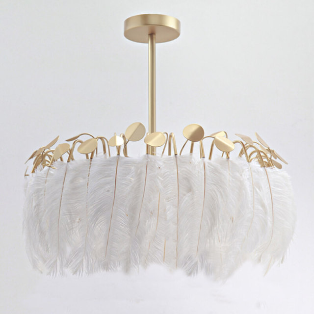 Feather Pendant Lighting - Nordic 21&quot; White Feather Chandelier Decorative Ceiling Light