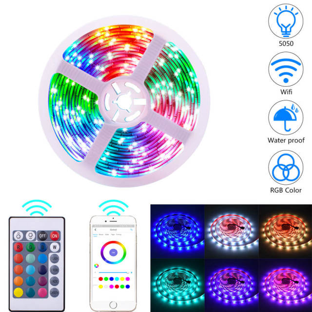 LED Light Strip Wifi Remote Control 12V-5050 RGB 24 Keys Waterproof Light String