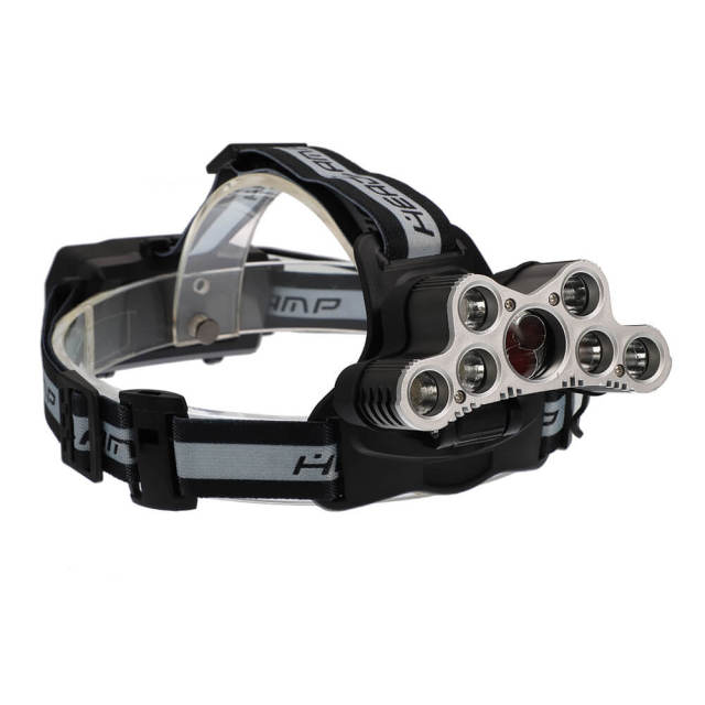 LED Headlamp USB Rechargeable Strong Head Lamp 120000 LM 6 Modes Silver Gray