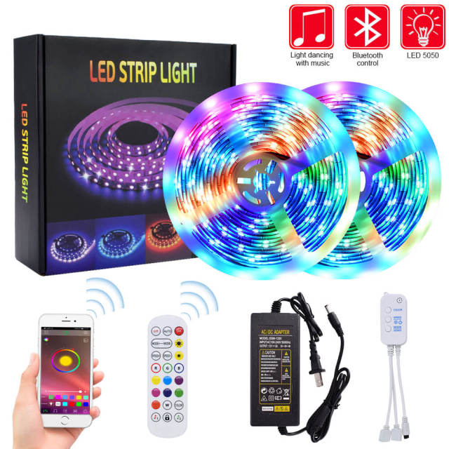 LED Strip Light Auto-Sensing Light Strip Bluetooth Connection With 24-Button Remote Control Waterproof