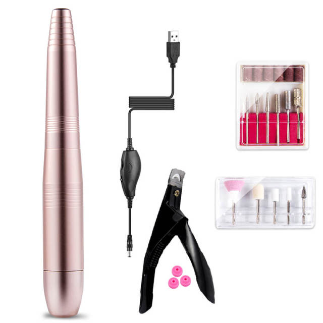 Electric Nail Drill Portable Acrylic Nail Drill Kit for Home Salon Use Champagne Gold