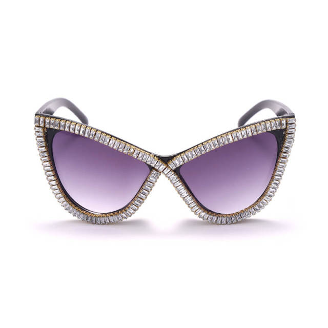 Diamond Sunglasses Women Vintage Big Frame Sunglasses Female Eyeglasses