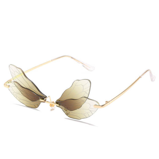 Dragonfly Sunglasses for Women Men Rimless Sunglasses with Gradient Lens UV400