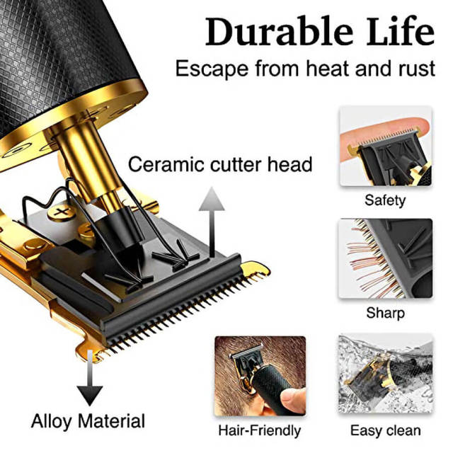 Men Hair Clippers - Professional Outliner Hair Trimmer Cordless - Black and Gold