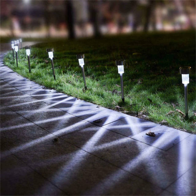 12 Pcs Solar Lawn Lights LED Outdoor Walkway Patio Garden Light Stainless Steel