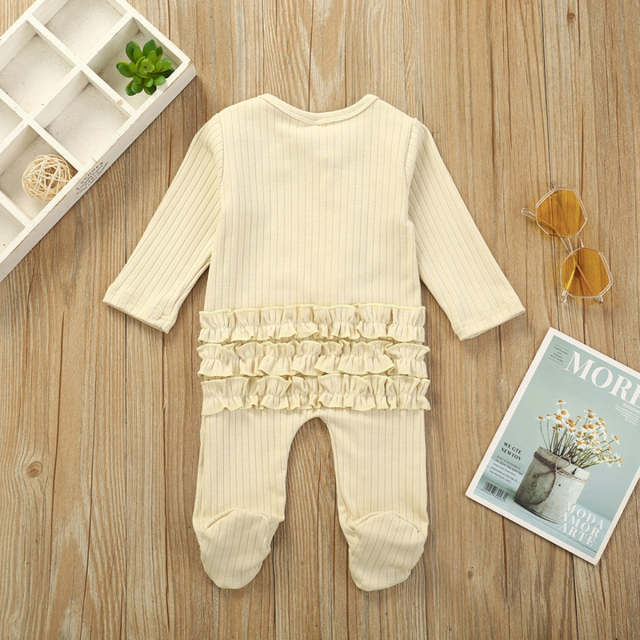 Newborn One-piece Pajamas Infant Long Sleeve Ruffle Night Clothes