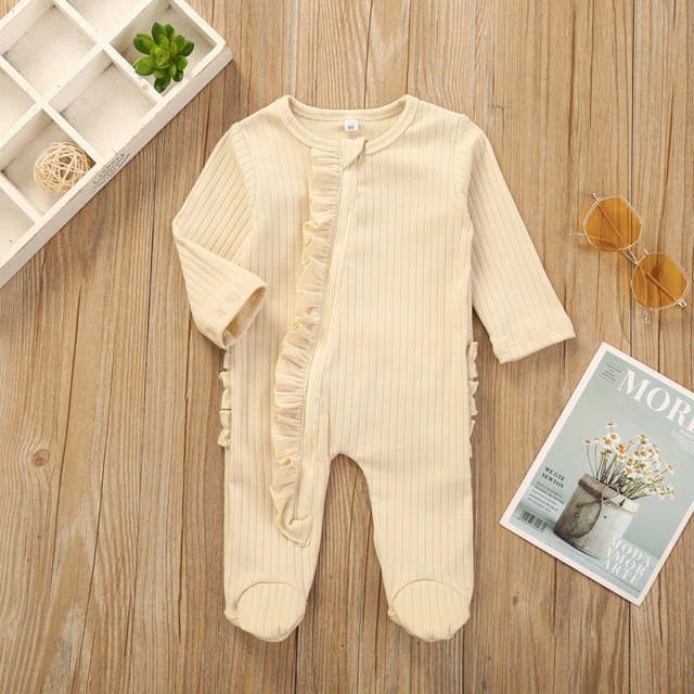 Newborn One-piece Pajamas Infant Long Sleeve Ruffle Night Clothes