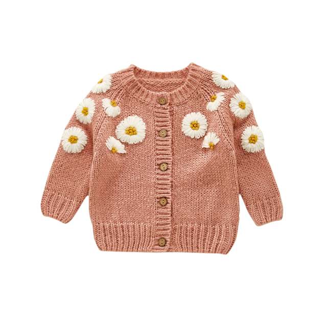Flowers Knit Jacket Clothes For Baby Girls Boys Autumn Winter Long Sleeve Coat