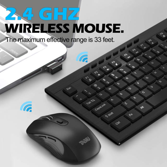 Wireless Keyboard and Mouse Combo - Independent On/Off Switch - Black