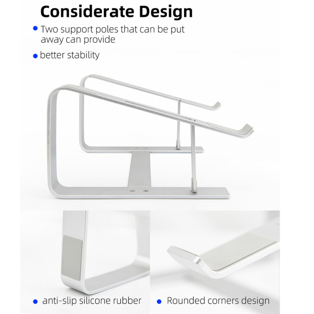 Computer Stand for Laptop Aluminium Laptop Riser Laptop Holder Silver