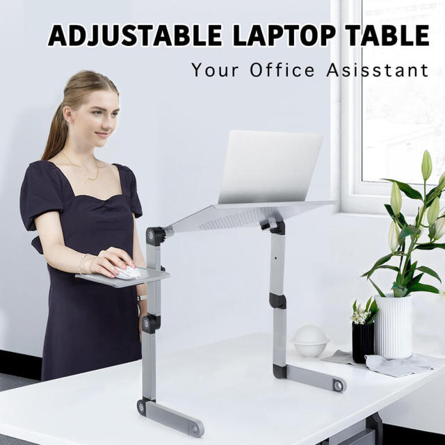 Adjustable Height Laptop Stand With A Mountable Mouse Tray Laptop Desk